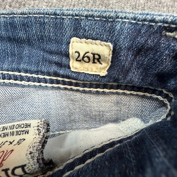 BKE Payton Bootcut Jeans Womens 26R (Fits 29x30) Blue Low Rise Raw Hem Stretch - Picture 12 of 15